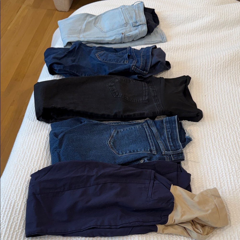 Bundle of Maternity Jeans - Light Blue, Dark Blue, Black, Navy